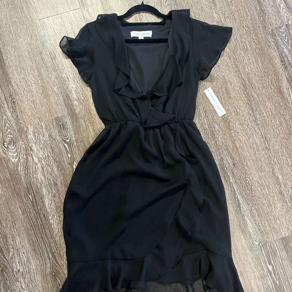 Emma and Michelle Black Ruffle Dress New! Size Small